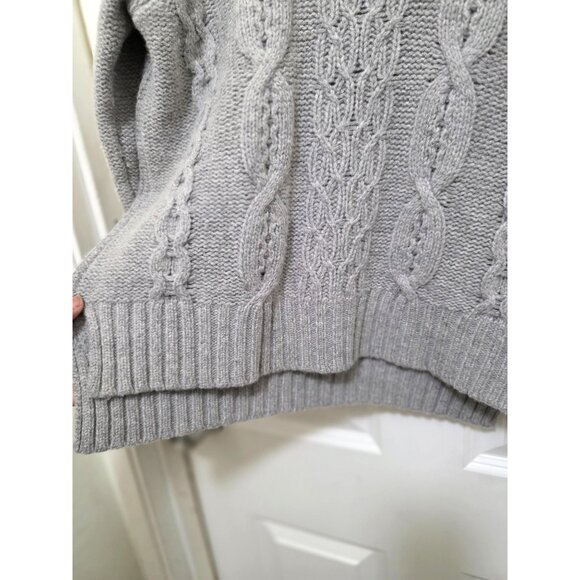 Tahari Women's Gray Cable Knit Turtleneck Sweater Ribbed Hem Warm Thick Winter S - Picture 5 of 8